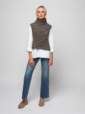 Isabel Marant Etoile Megan Sleeveless Turtleneck Grey Melange Size S